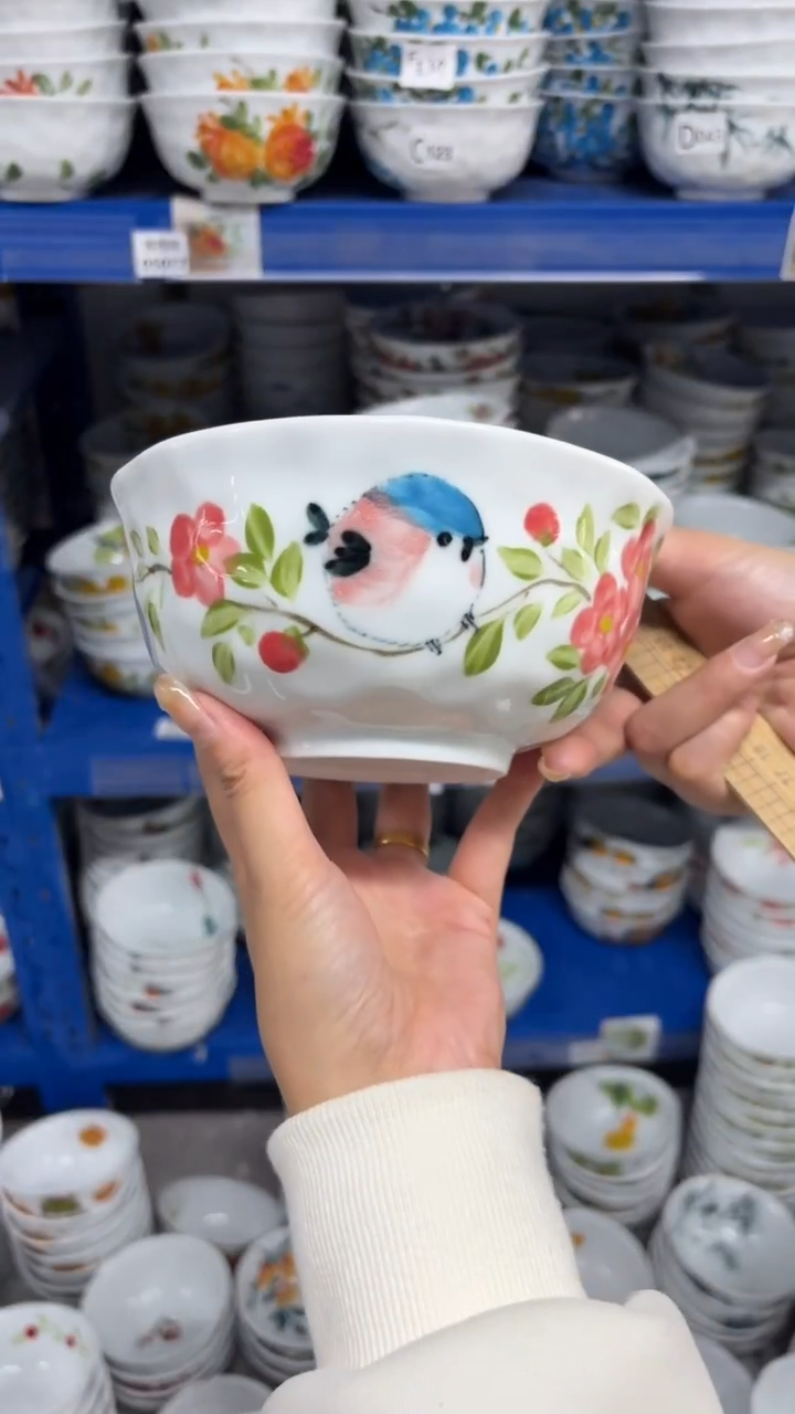瓷片景德镇高温陶瓷食品级手绘釉中彩-捏捏碗