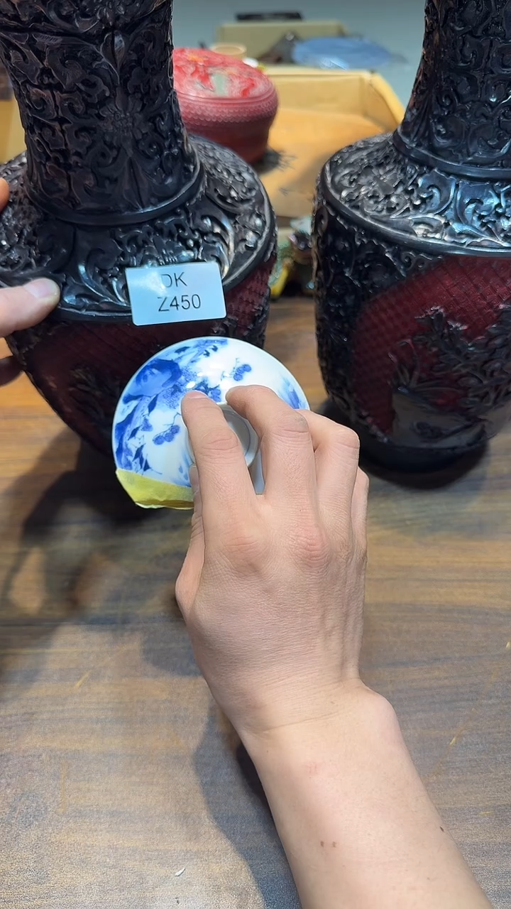 瓷片蓝***w哈哈哈哈一对450