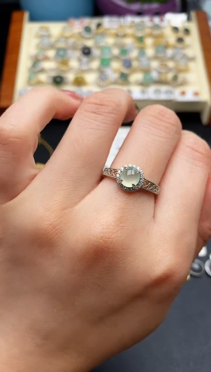 翡翠银S925镶嵌戒指11111111+6