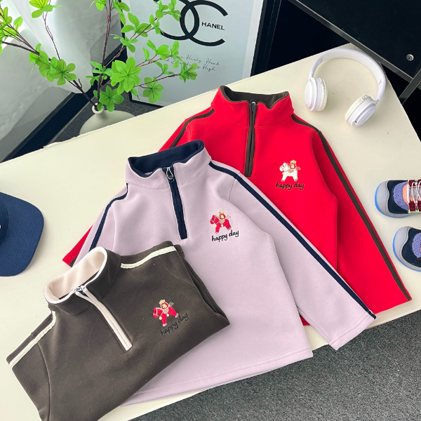 新款冬季儿童加绒加厚生肖年款中大童运动休闲刺绣加绒卫衣25722