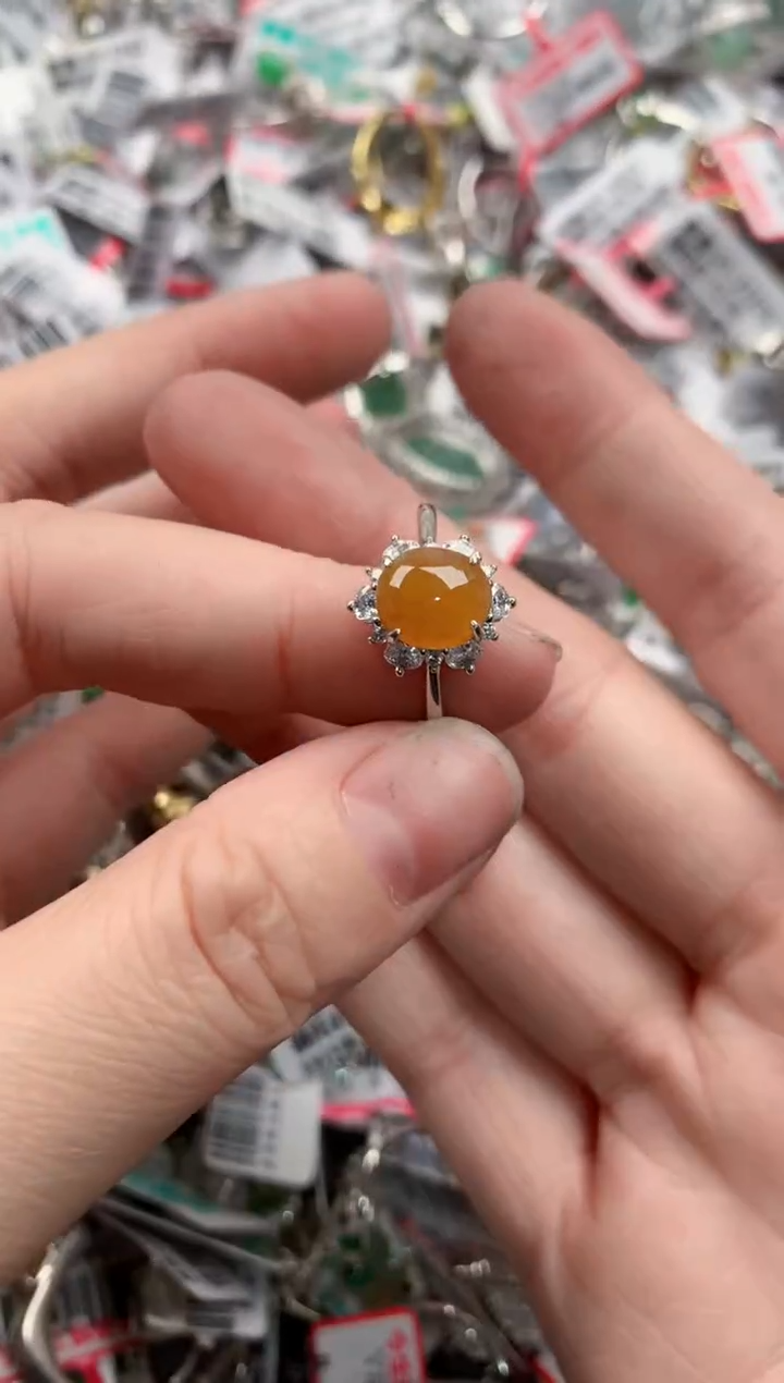 银S925镶嵌戒指翡翠1515---3