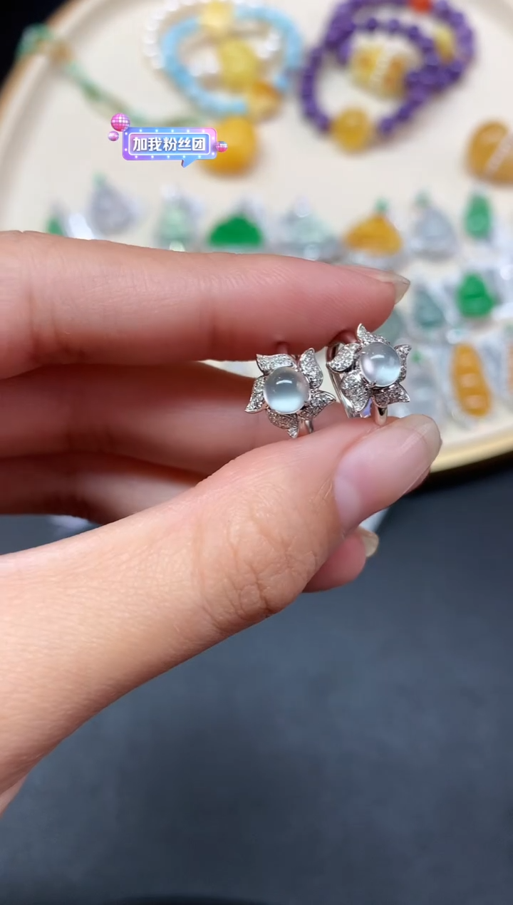 【闪购商品】翡翠耳饰18K金镶嵌耳饰A278|4800
