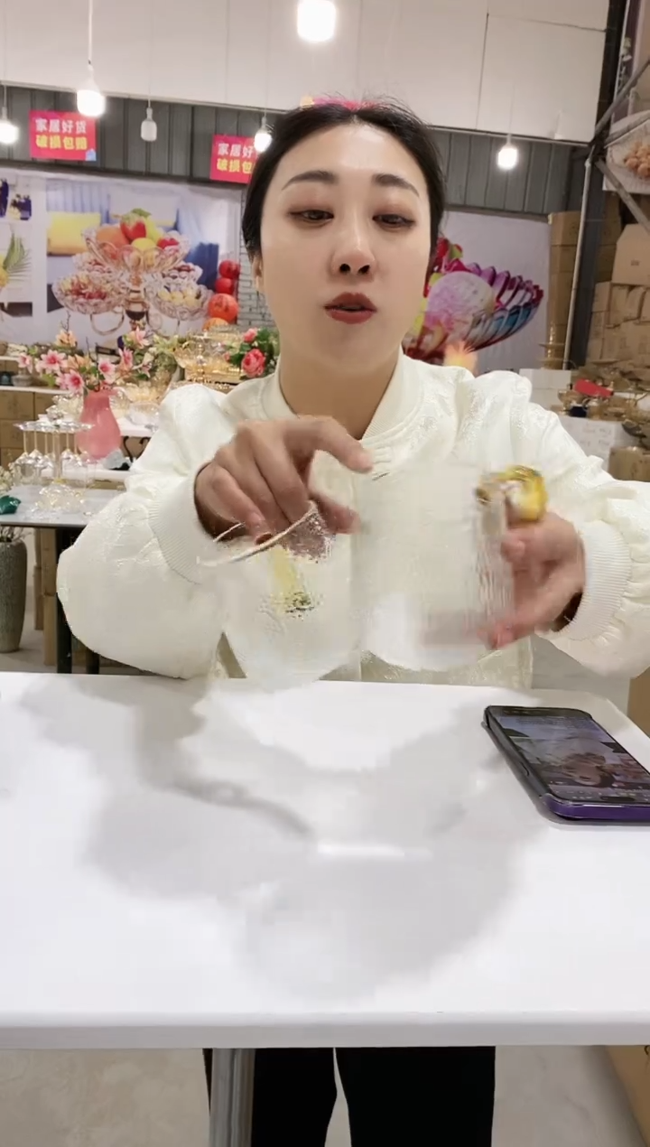 耐热玻璃锤纹贵妃杯两只