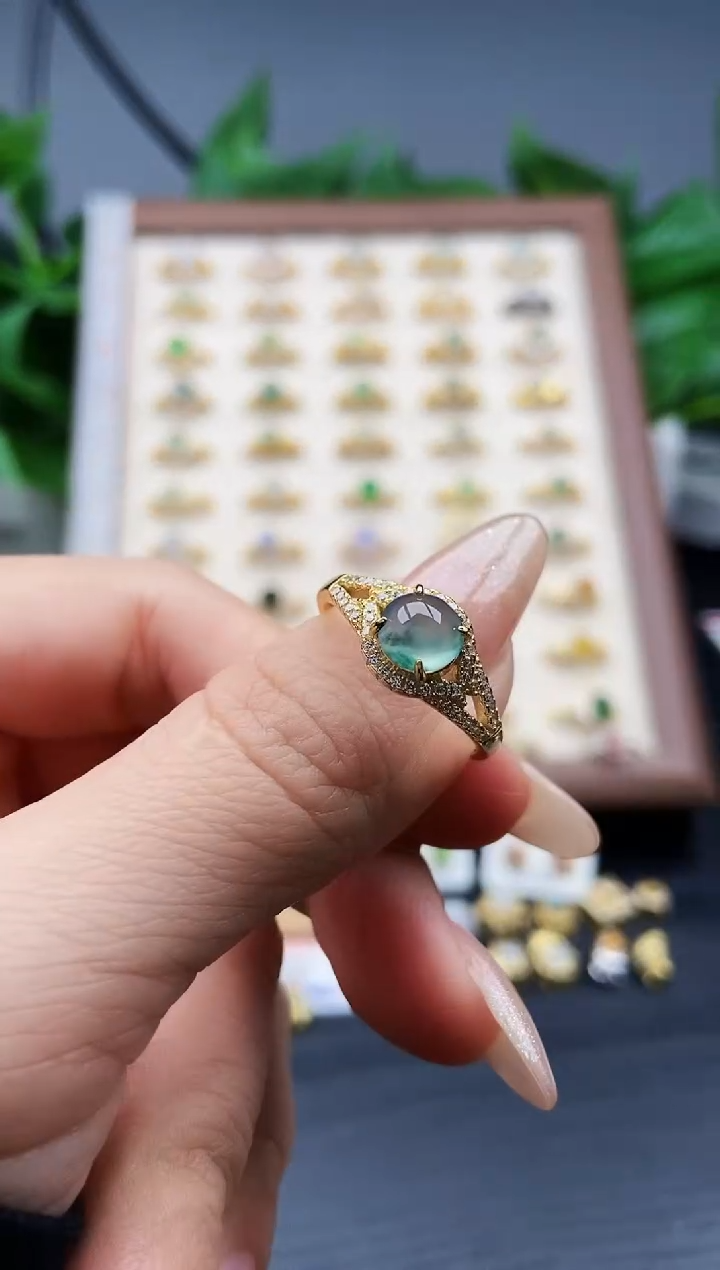 银S925镶嵌戒指翡翠12