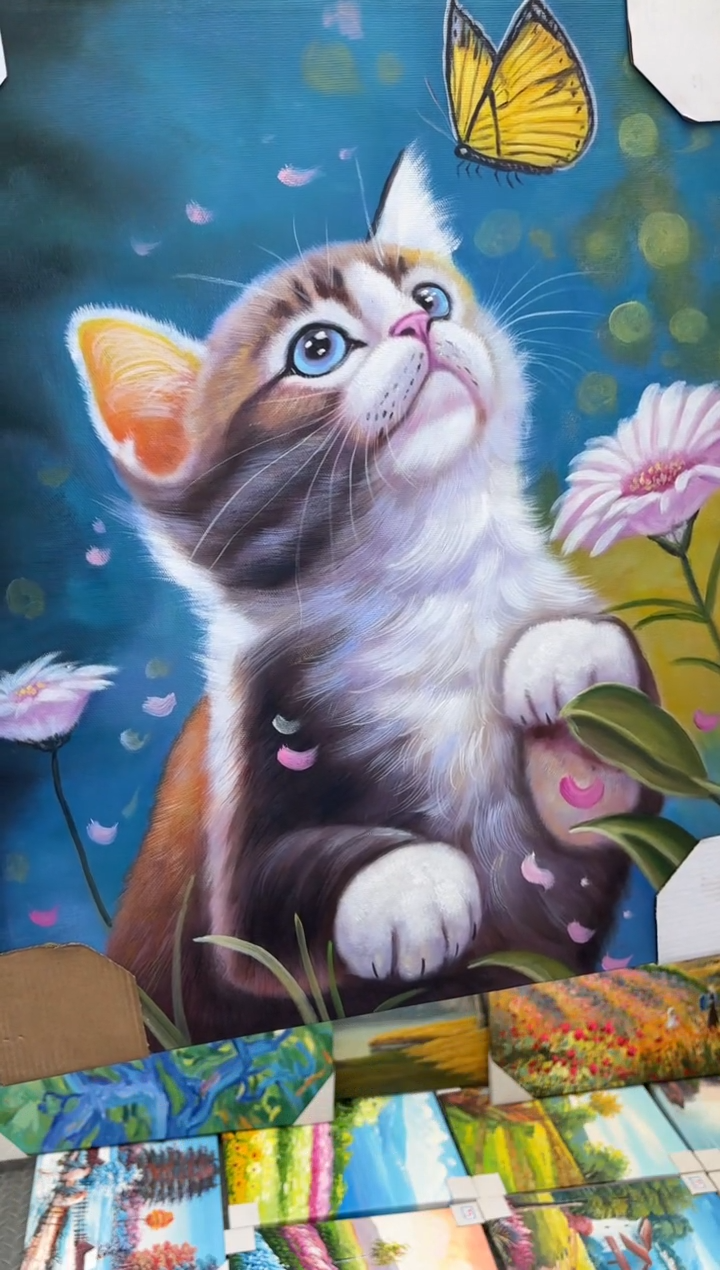 油画闪购纯手绘油画50*60小猫