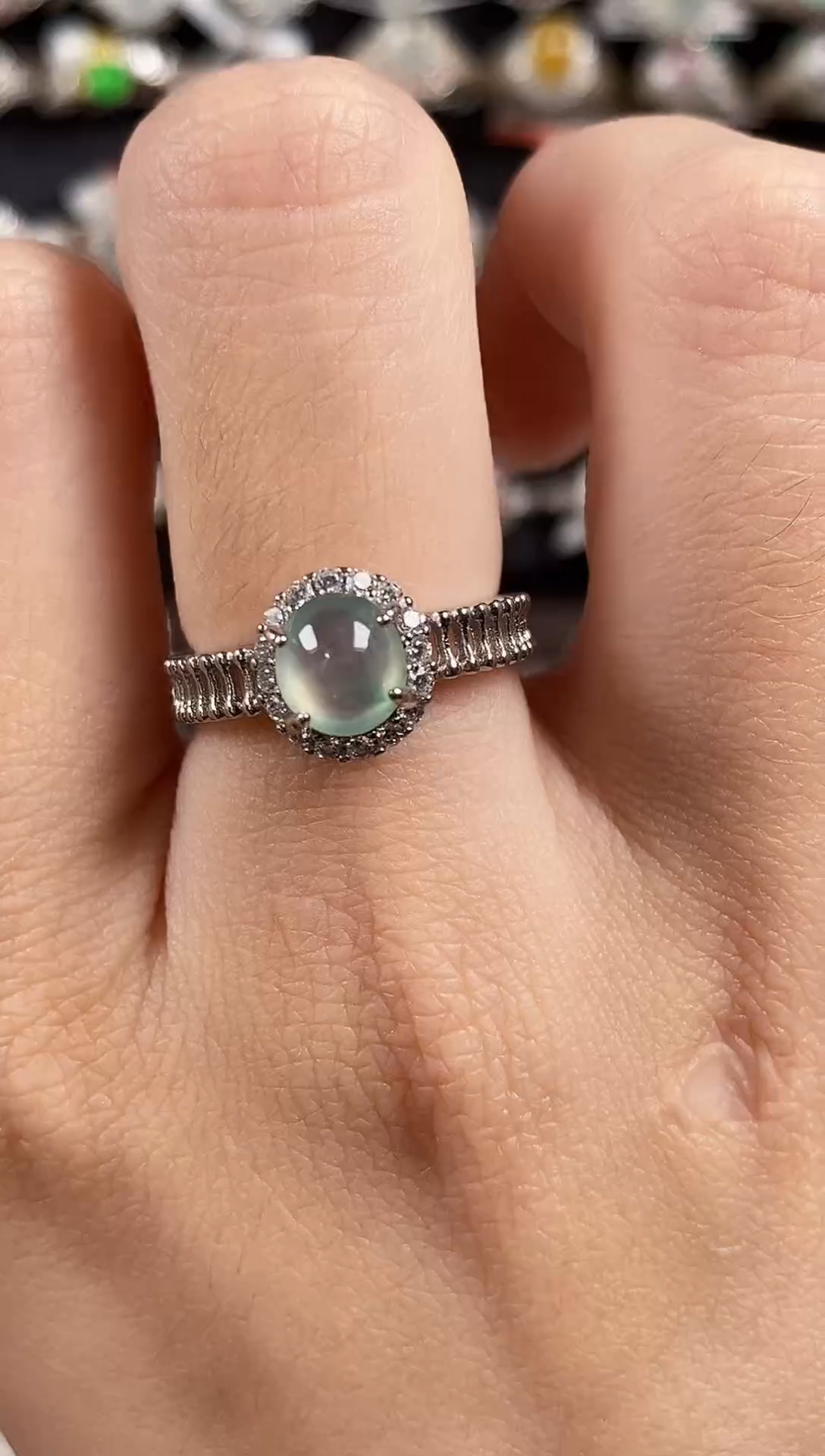 银S925镶嵌戒指翡翠天然A货翡翠15