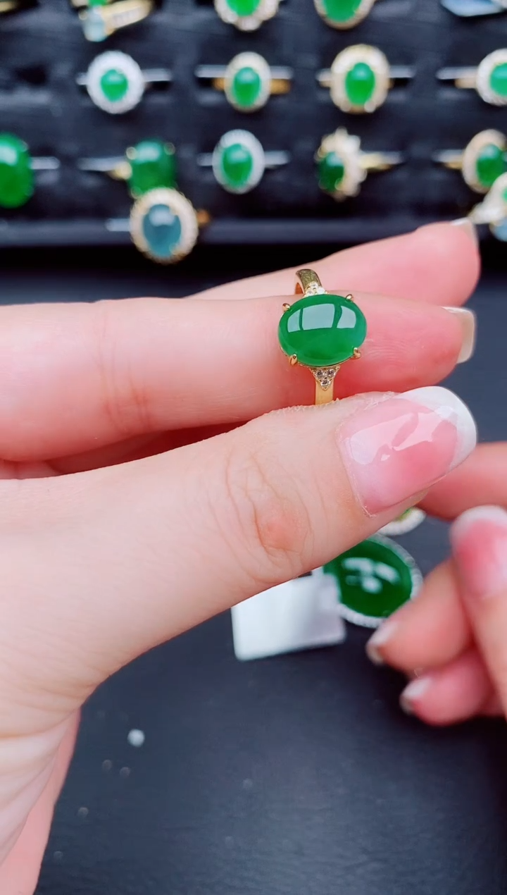 翡翠戒指银S925镶嵌天然a货翡翠573