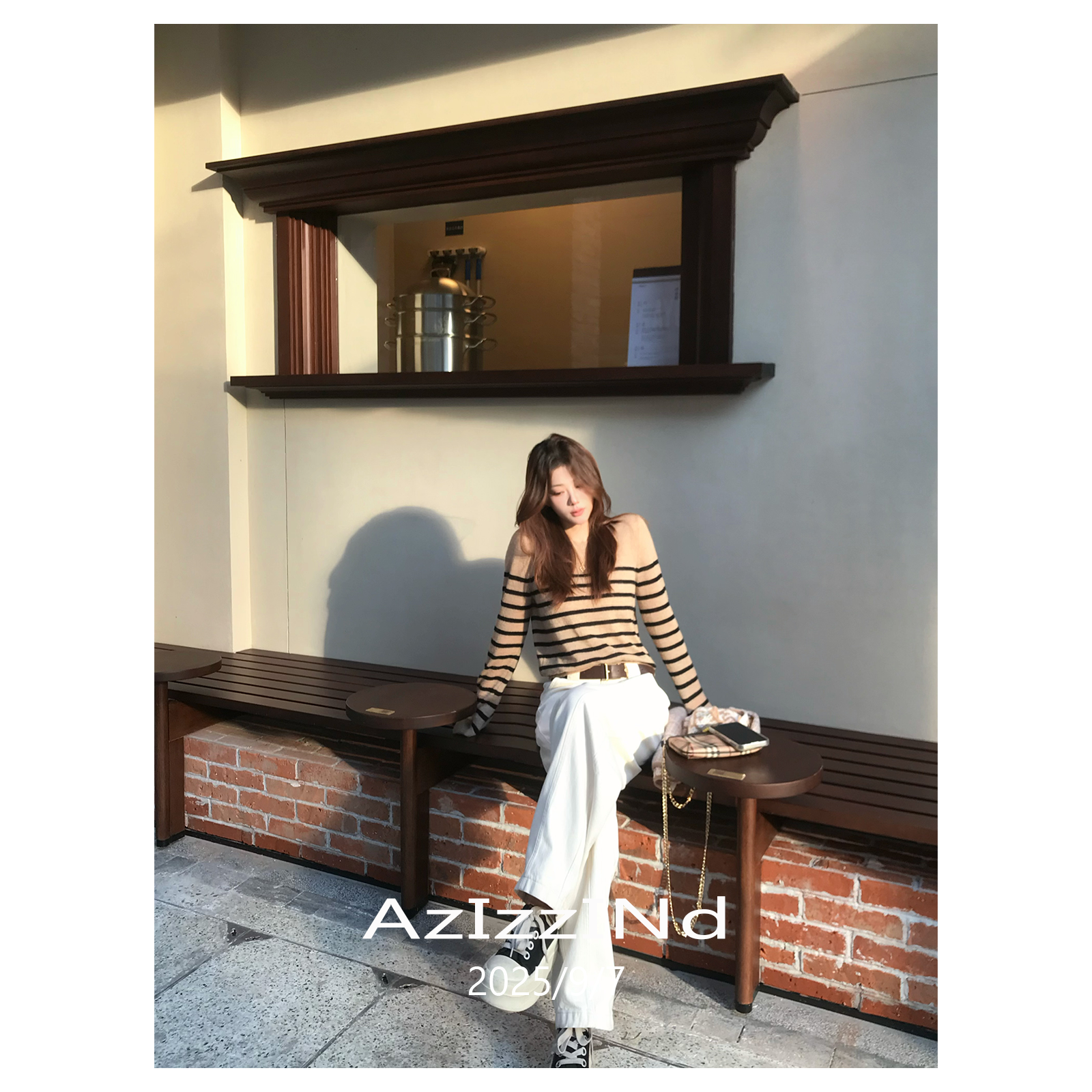 AzlzzlNd月光白/百百棉/早秋休闲日常百搭弯刀裤/Nd00007