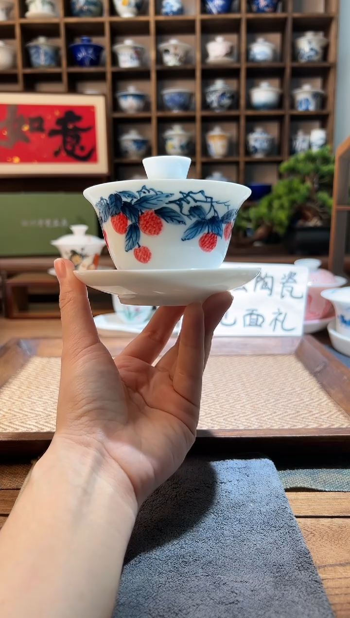 【闪购商品】手绘荔枝大三才盖碗