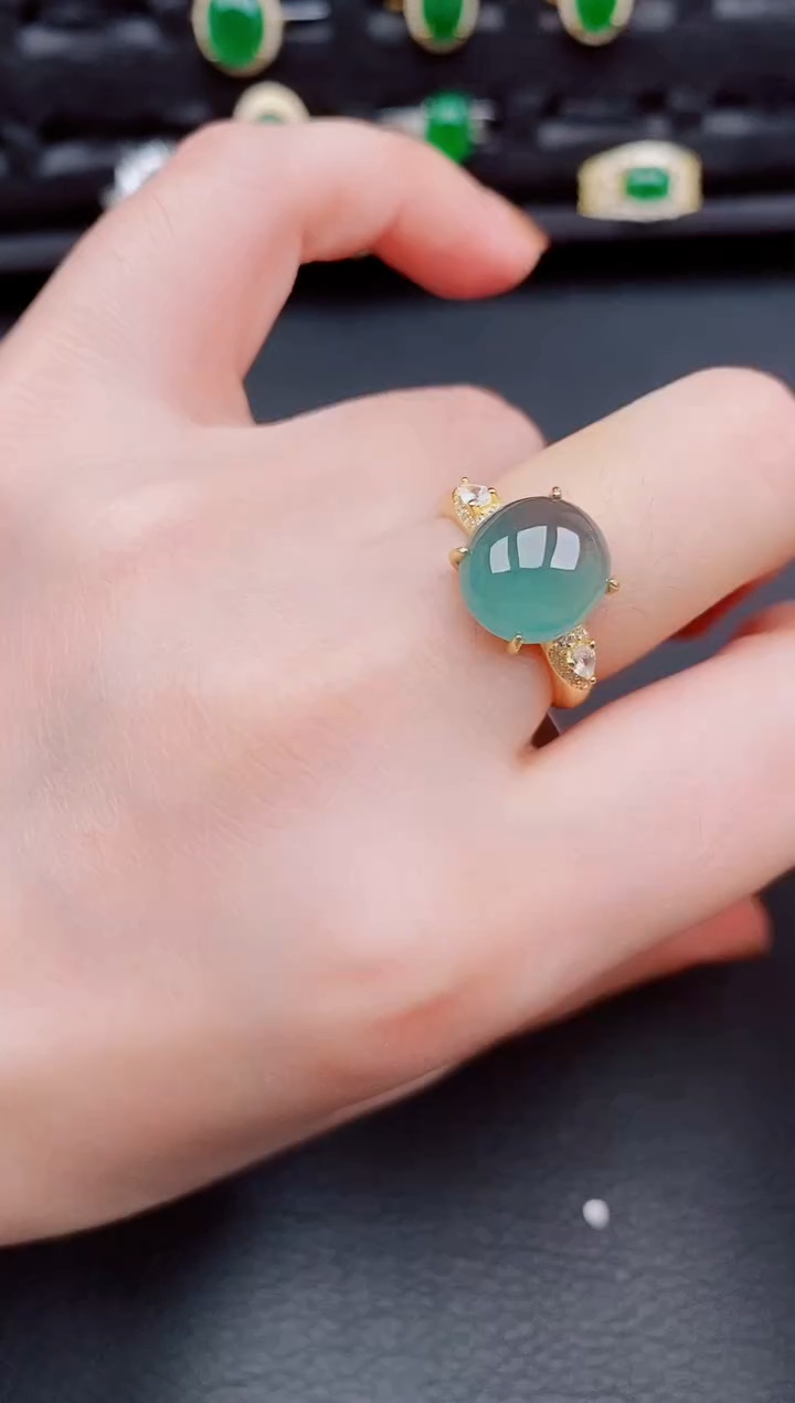 【闪购商品】翡翠戒指银S925镶嵌天然a货翡翠283