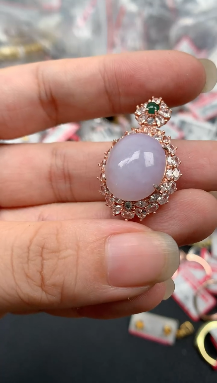 翡翠戒指银S925镶嵌天然A货缅甸翡翠