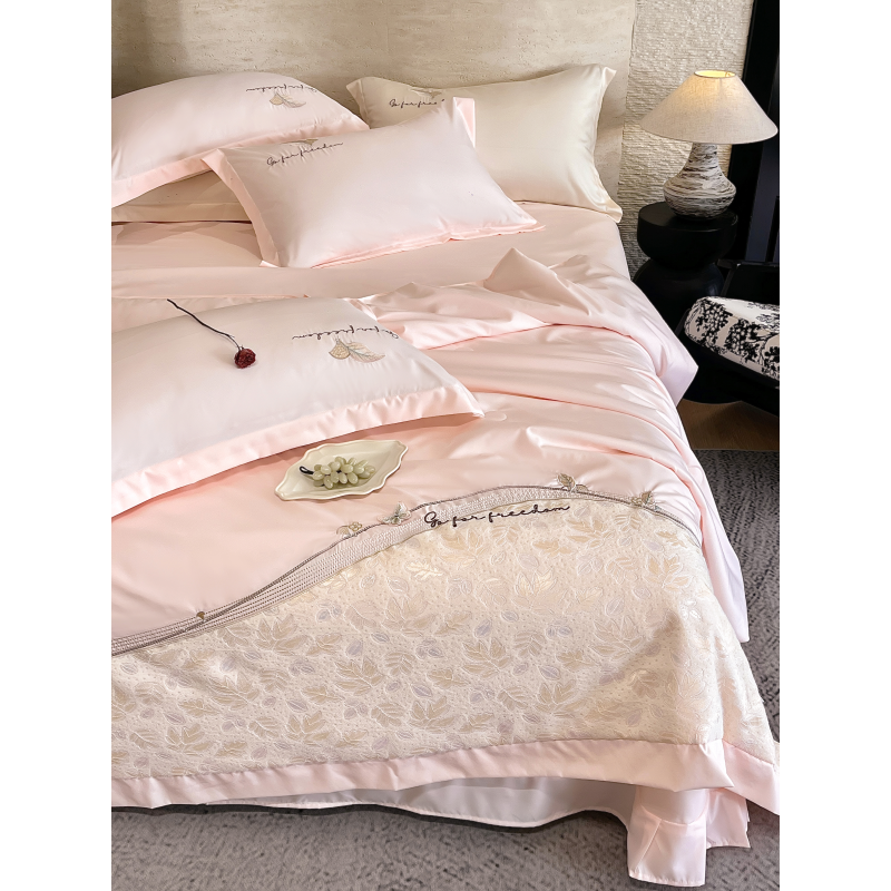 【锦鲤优选】高端顺滑凉感夏被四件套-似梦/粉色