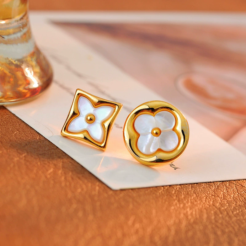 合金耳饰 121号耳钉单花老花耳钉四叶耳饰欧美