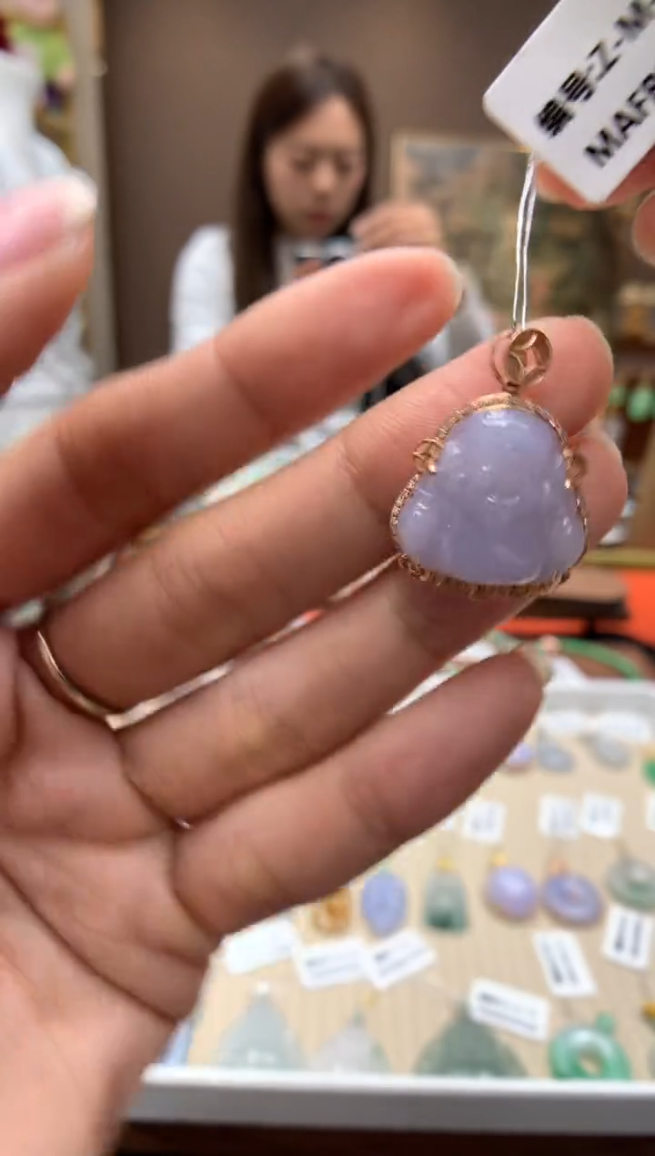 【闪购商品】翡翠颈饰18K金镶嵌财神