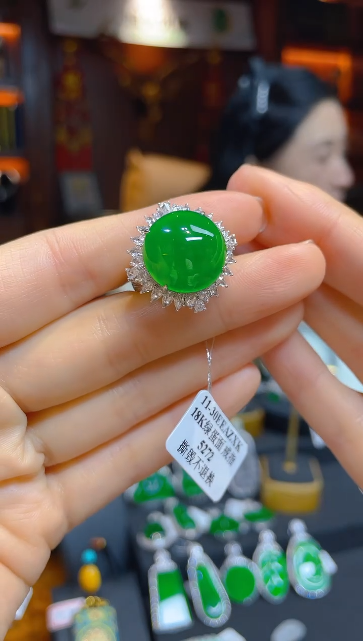 【闪购商品】翡翠戒指18K金镶嵌111894-分两单总价52000