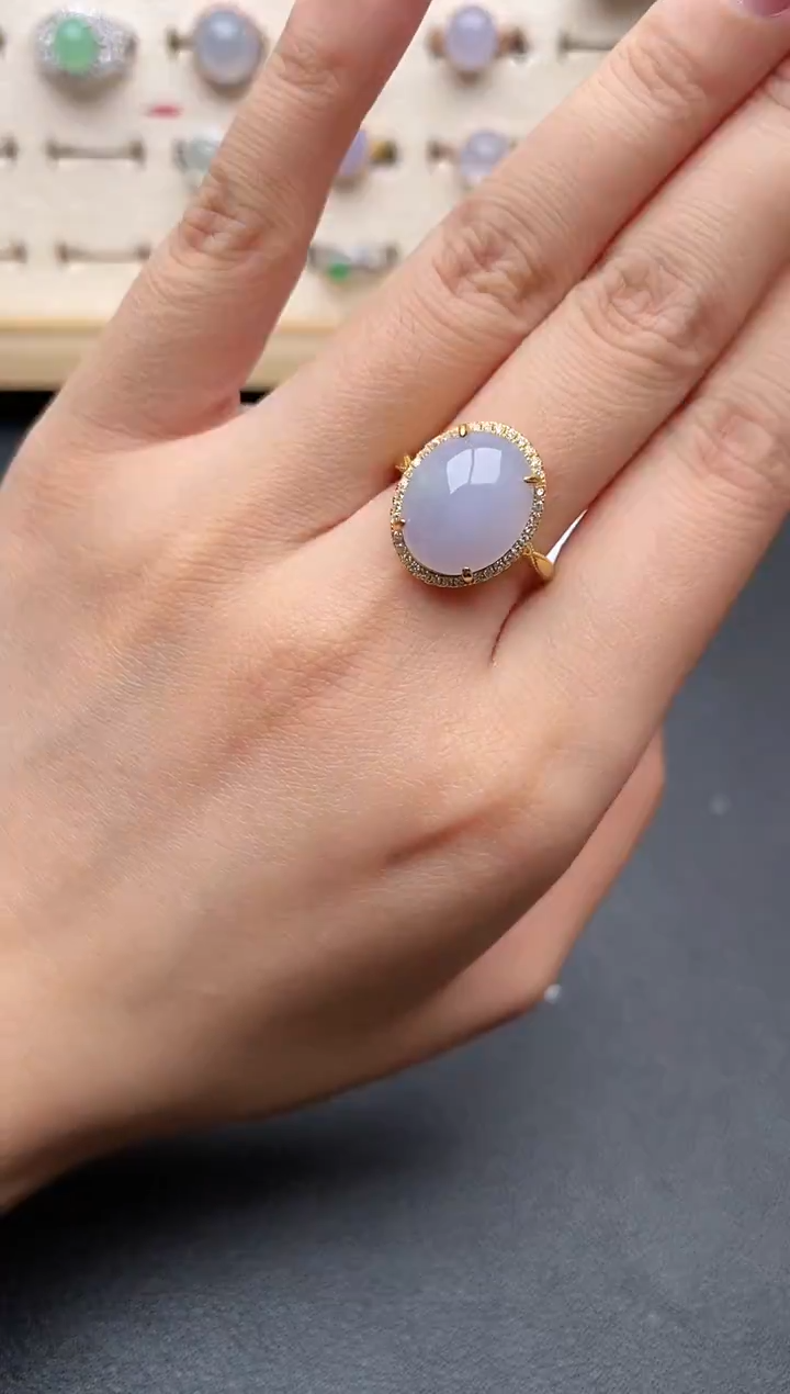 【闪购商品】翡翠戒指银S925镶嵌一物一证一礼盒