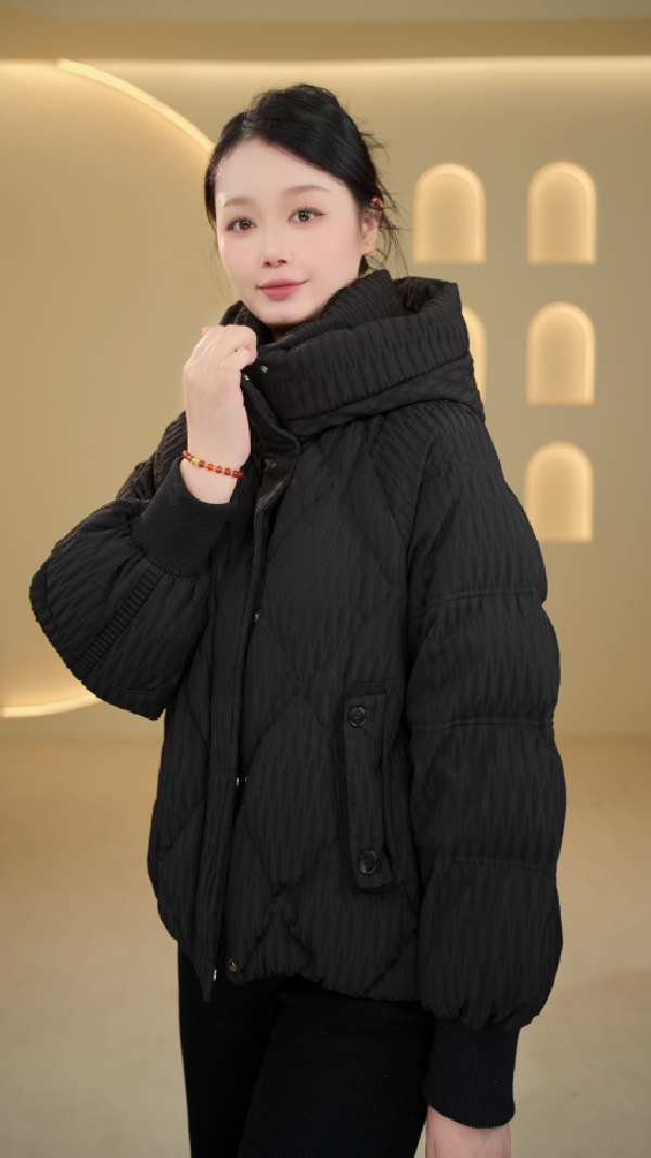 【杭州高定正品】连帽羽绒服2025上新定制色高级保暖外套YRF5035