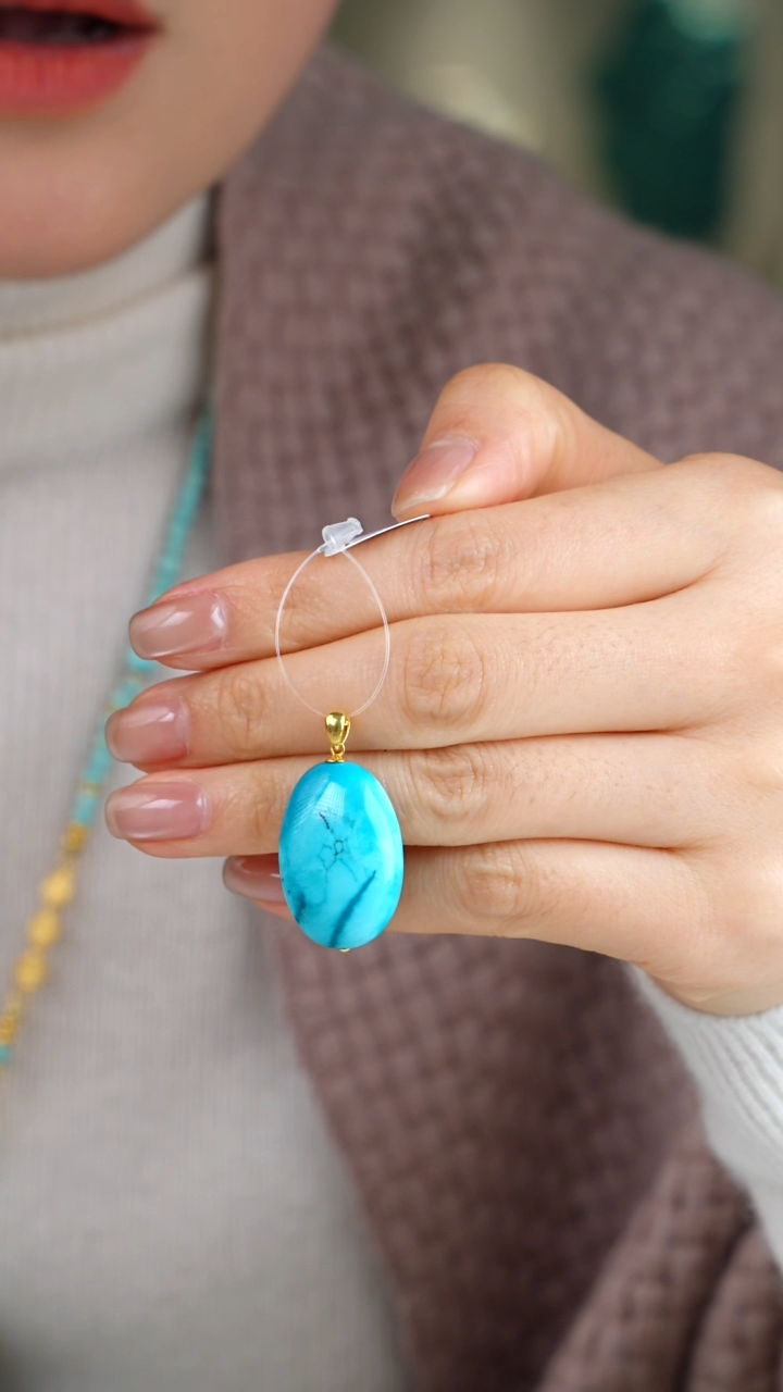 【闪购商品】绿松石吊坠(不含链)18K金镶嵌1