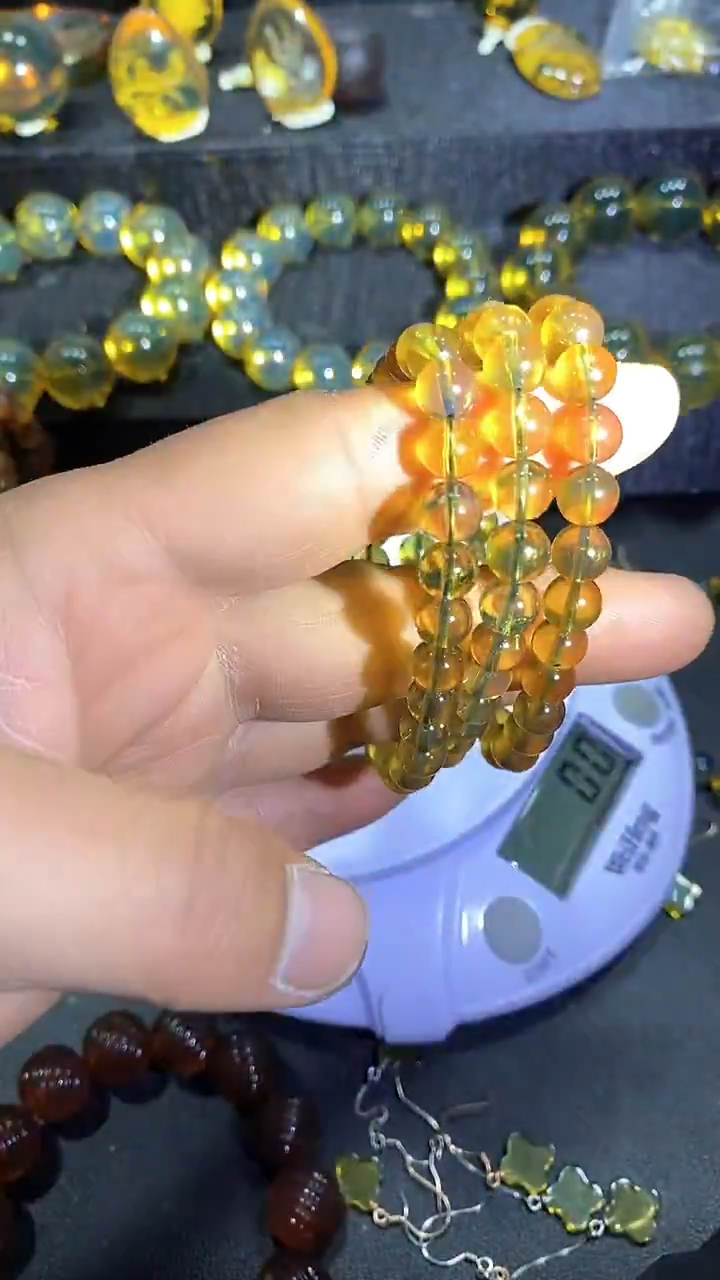 琥珀颈饰未镶嵌天然缅甸琥珀手串7+