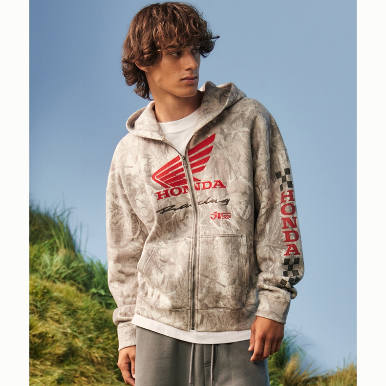 Hollister25秋冬新款情侣抓绒本田赛车卫衣外套男女装322-5138