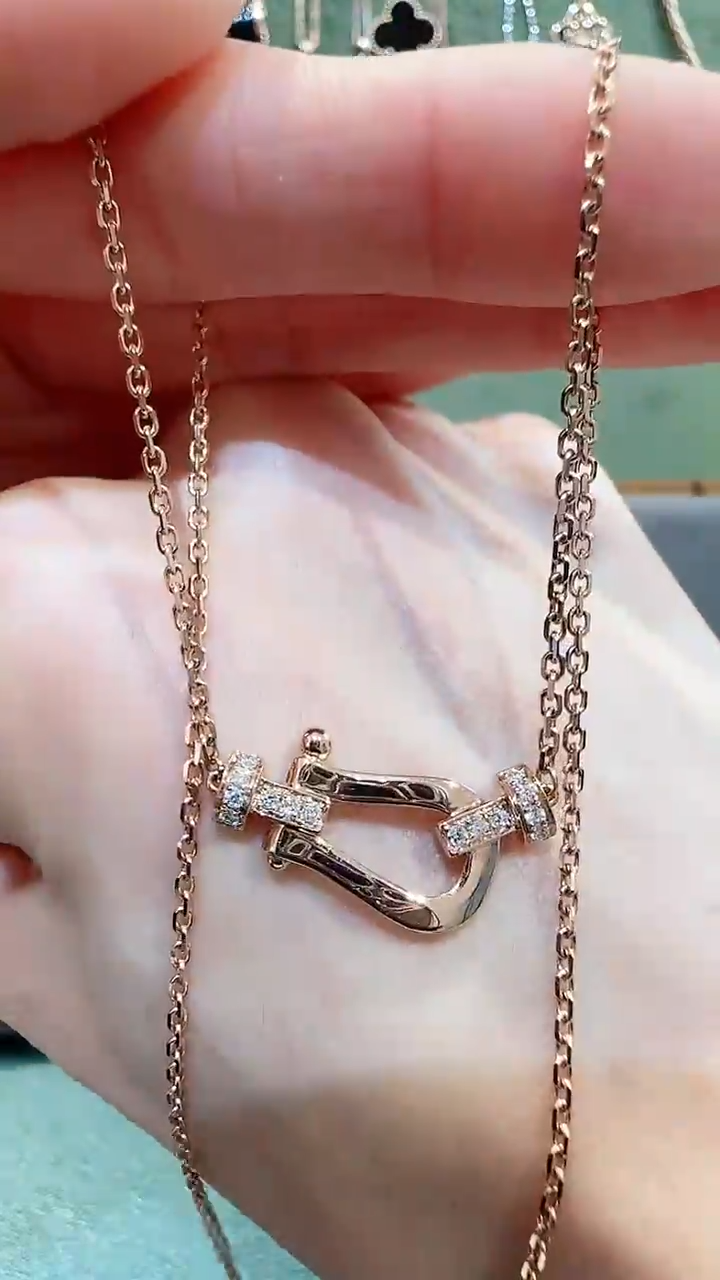 【闪购商品】钻石套链18K金镶嵌18K金钻石马蹄套链