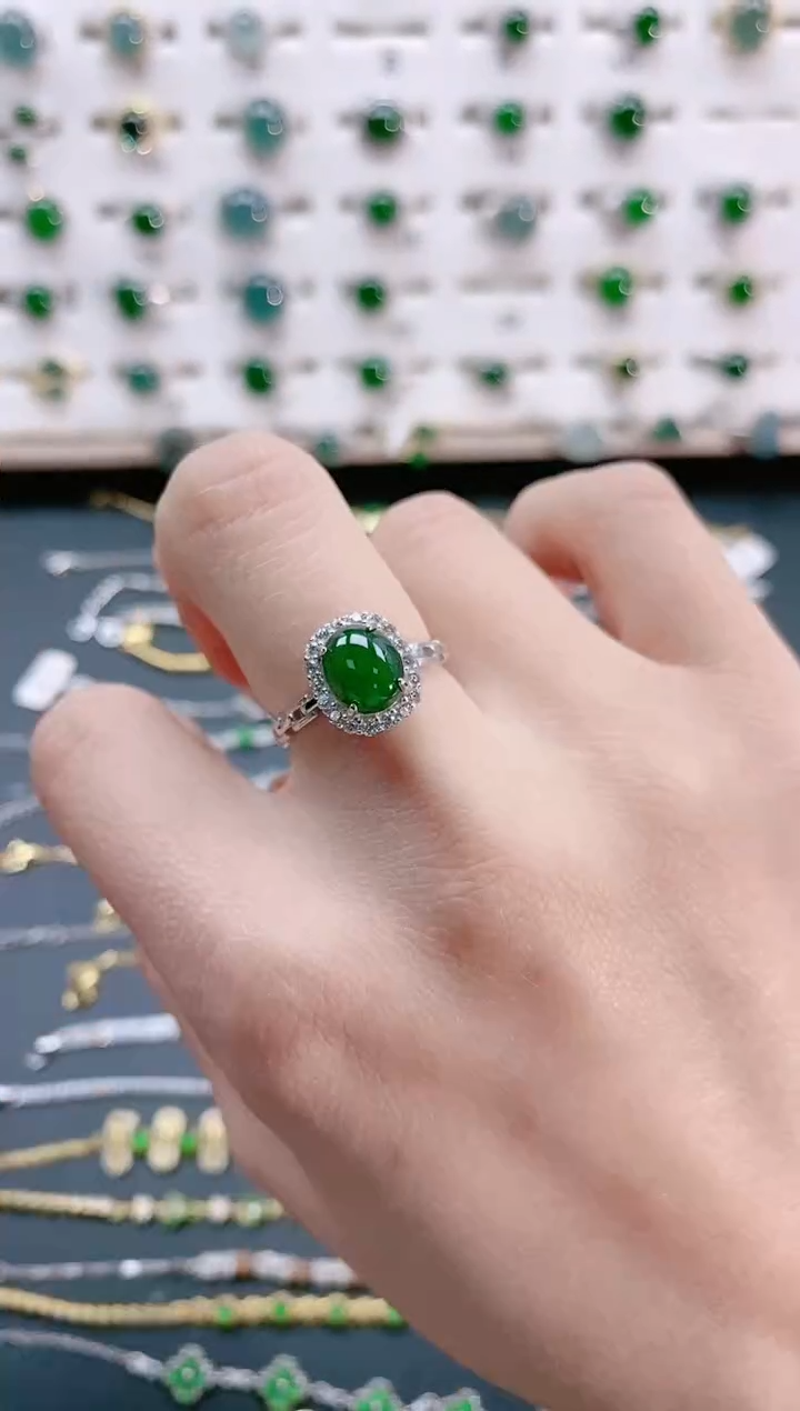 【闪购商品】翡翠戒指银S925镶嵌天然翡翠