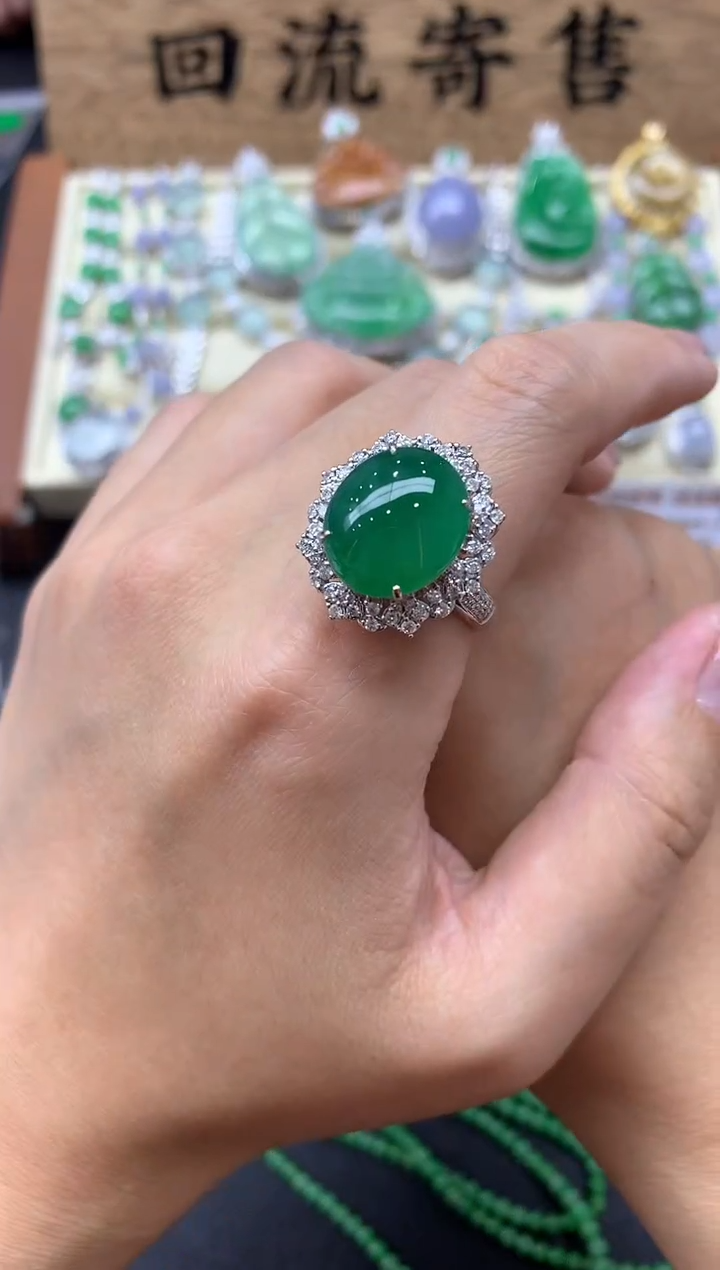 【闪购商品】翡翠戒指18K金镶嵌597-中国好珍宝