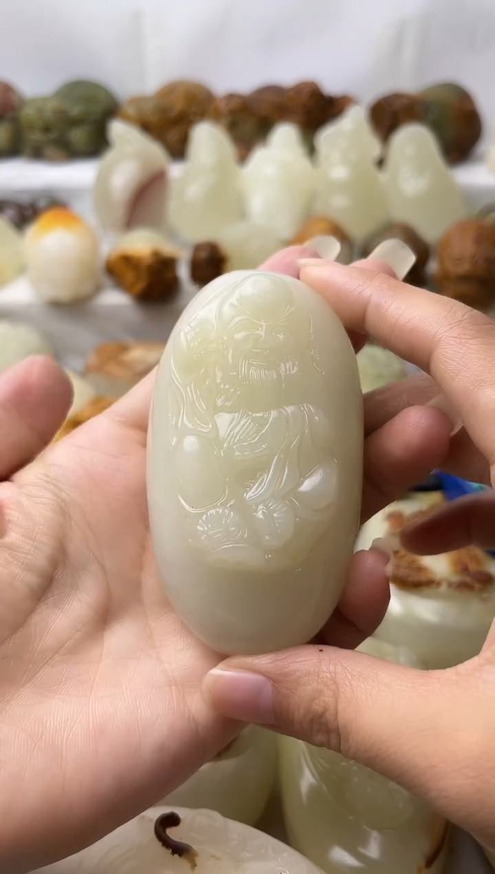 石材方解石手把摆件不退换寿星