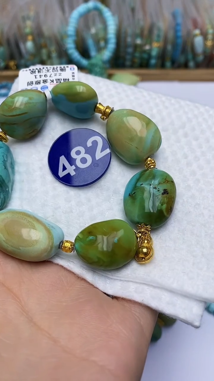 【闪购商品】绿松石手串18K金镶嵌482