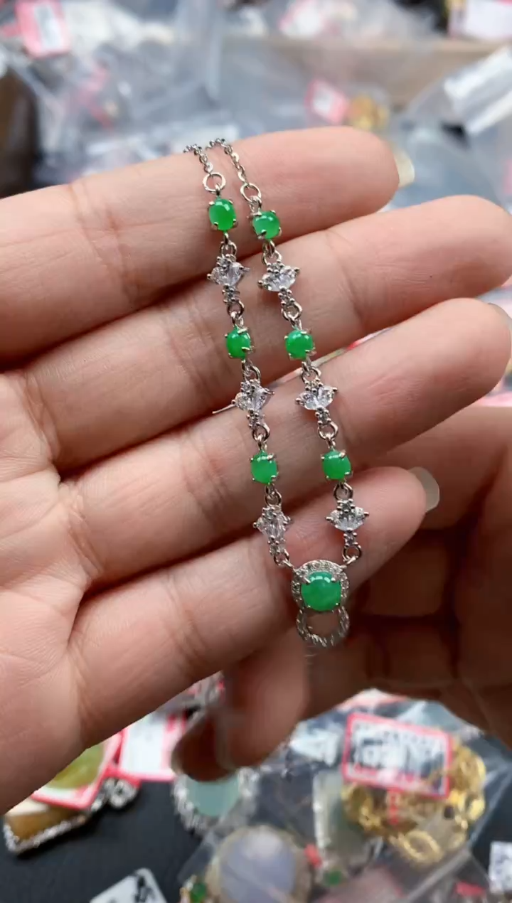 银S925镶嵌戒指翡翠天然A货缅甸翡翠