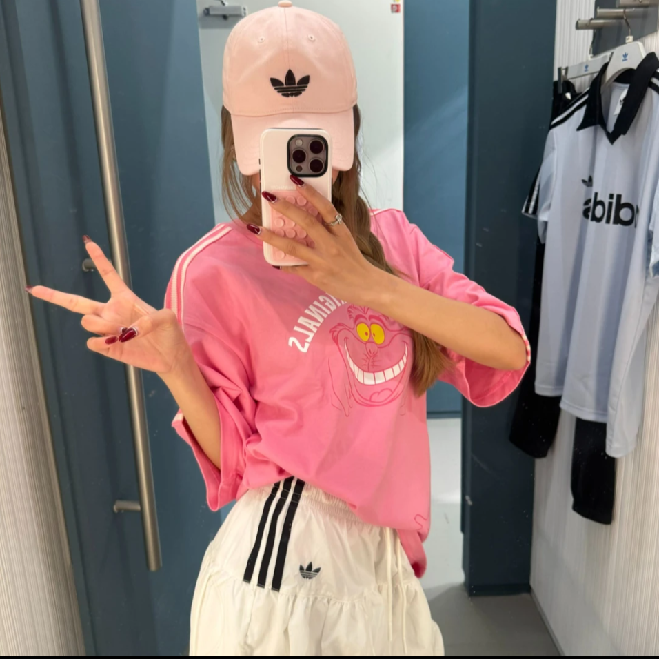 adidas/三叶草迪士尼柴郡猫上衣宽松女装薄款运动短袖T恤KY6270