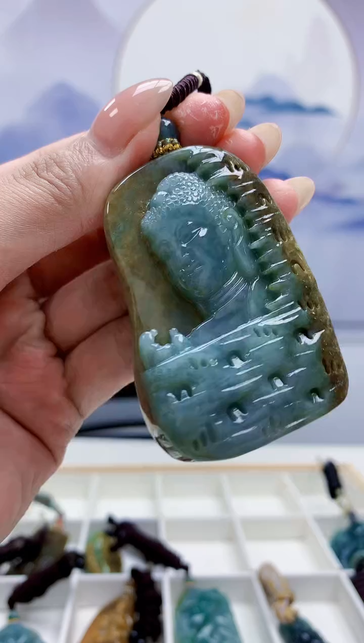 未镶嵌定制翡翠5028MM-毛货挂件84