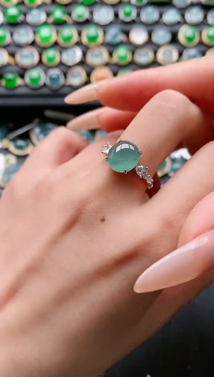 【闪购商品】翡翠戒指银S925镶嵌111111