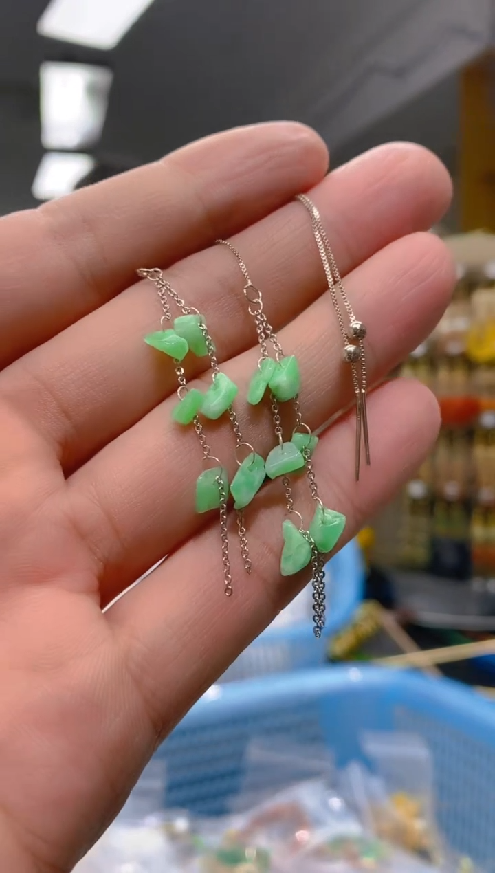 【闪购商品】翡翠耳饰银S925镶嵌206翡翠耳线