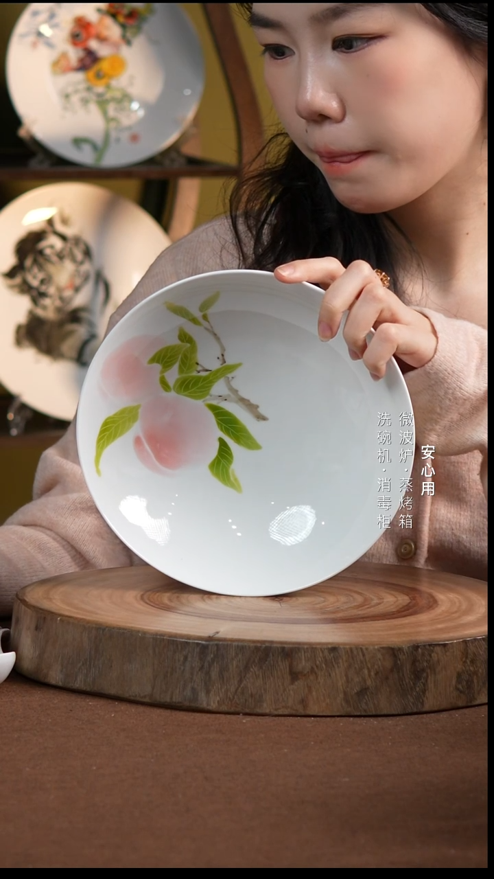 瓷景德镇高温手绘釉下彩桃子