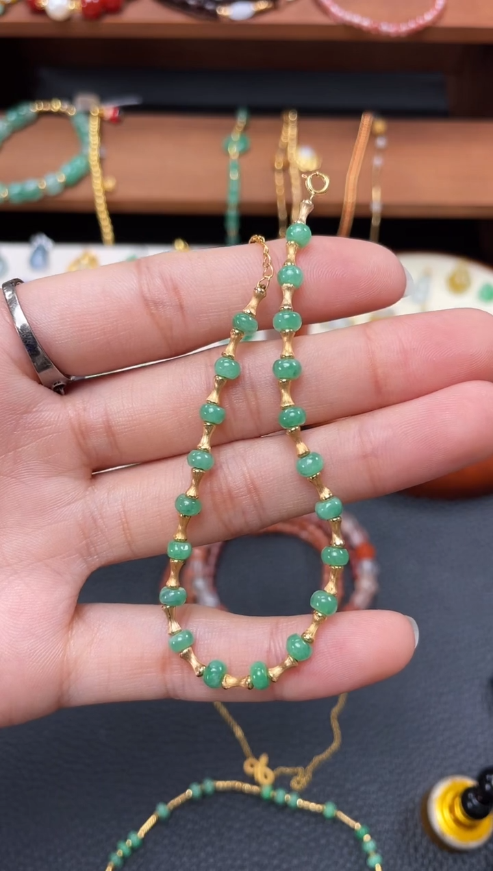 【闪购商品】翡翠套链18K金镶嵌一个  JK719