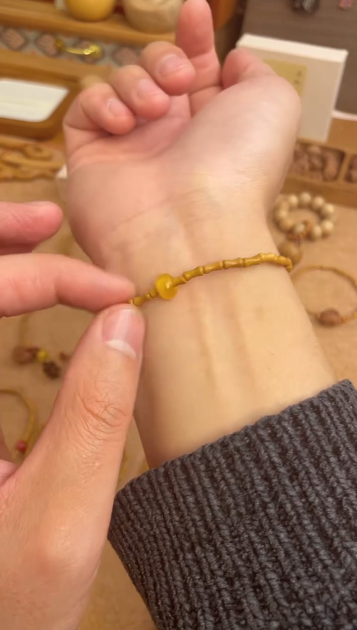 竹节手串一物一拍单圈加黄跑