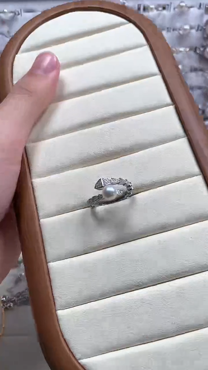 【闪购商品】海水珍珠戒指银S925镶嵌灵蛇款珍珠戒指