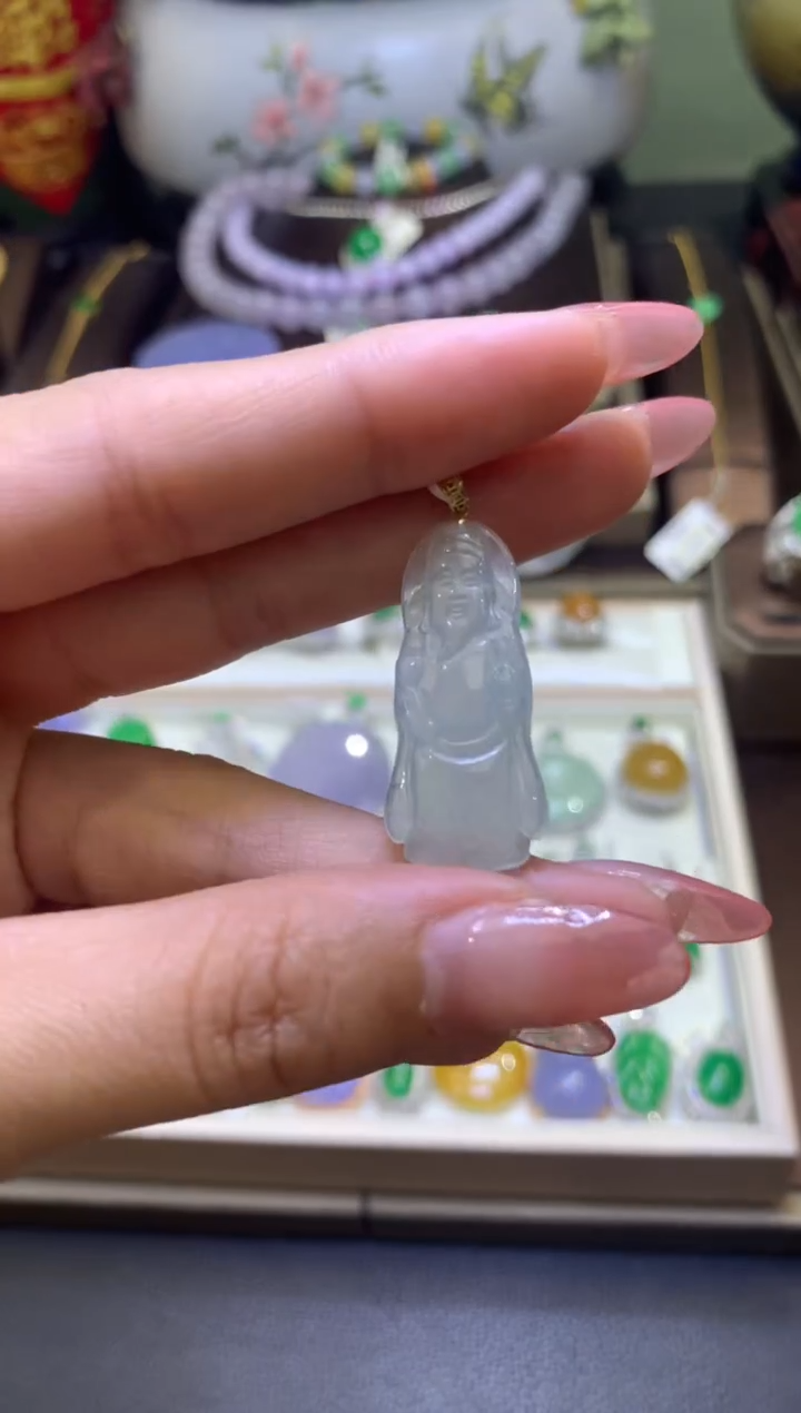 【闪购商品】翡翠18K金镶嵌颈饰18k镶嵌翡翠吊坠