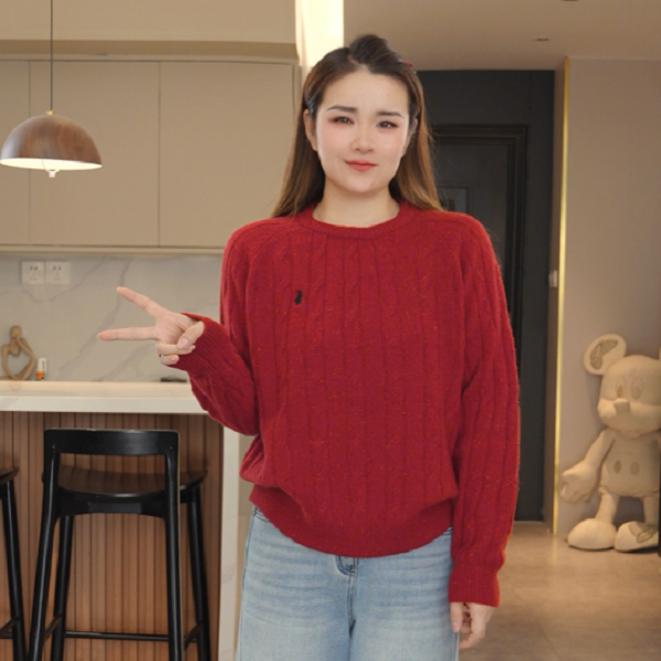 【欧加粒粒】刺绣麻花针织套头毛衣厚款可外传打底软糯 ML25122001