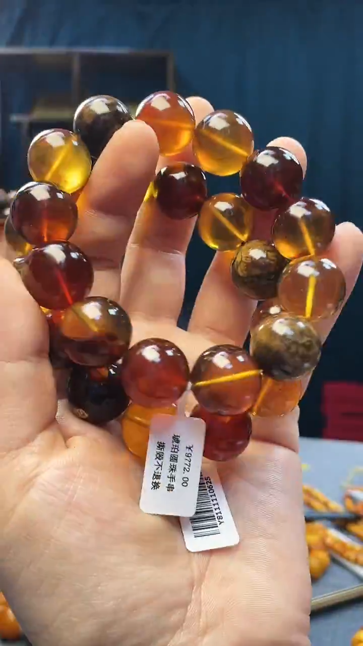 手串琥珀未镶嵌琥珀圆珠手串（多样性发其一）