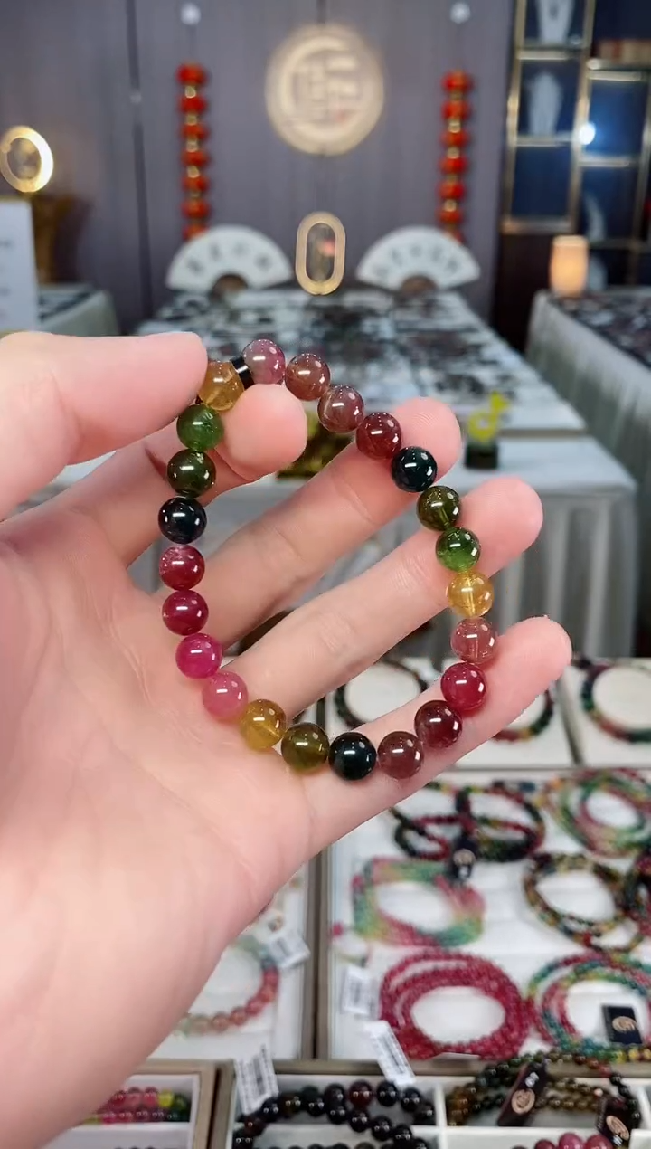 未镶嵌透体老矿碧玺单圈手串8mm+碧玺xion多样性发货一条