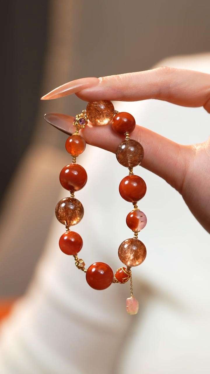 18K金镶嵌手链水晶球*天然水晶设计款手串