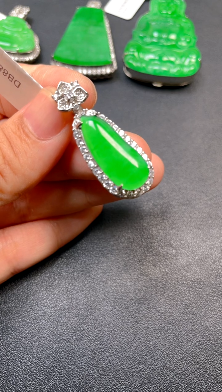 吊坠(不含链)银S925镶嵌翡翠吊坠