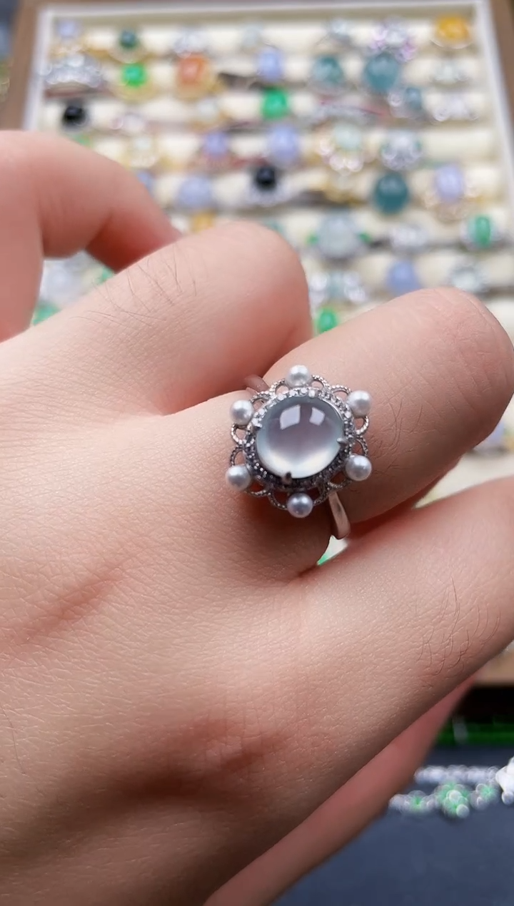 银S925镶嵌戒指翡翠156