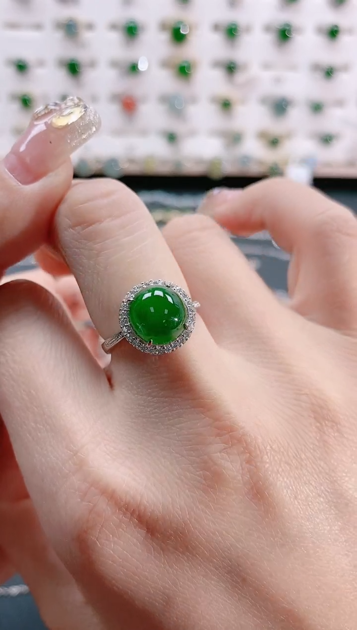 【闪购商品】翡翠戒指银S925镶嵌天然翡翠