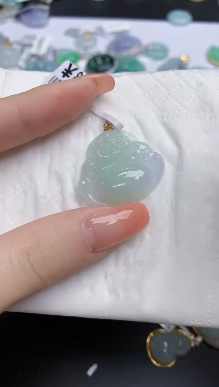 【闪购商品】翡翠颈饰18K金镶嵌天然缅甸翡翠A货