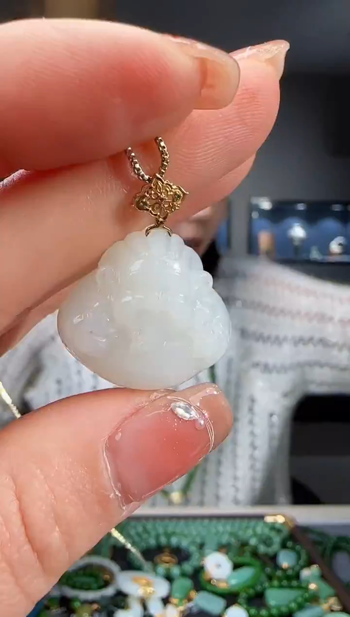 吊坠(不含链)18K金镶嵌和田玉1