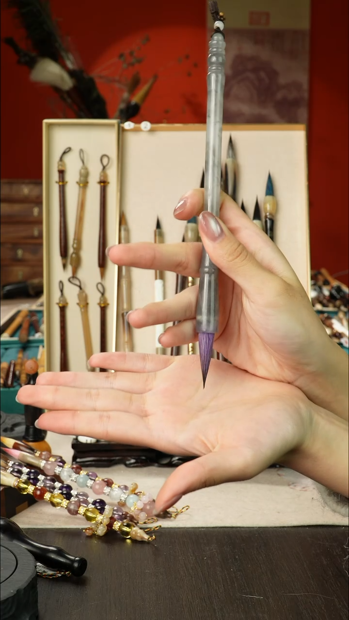 13号孤品高货毛笔链接 清水试笔 蘸墨不退