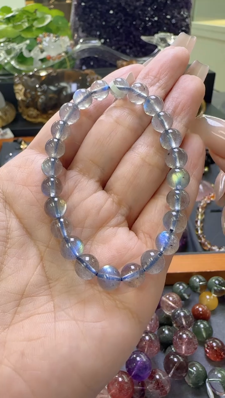 【闪购商品】拉长石手串未镶嵌灰月光手串6-7m+ J12391